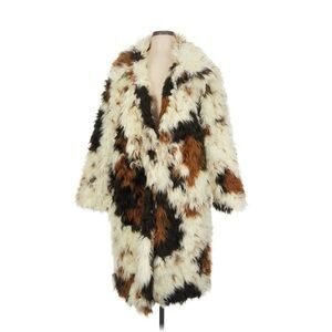 SOLD By Anthropologie NWT Size Medium Shaggy Faux Fur Cow Print Coat Rare